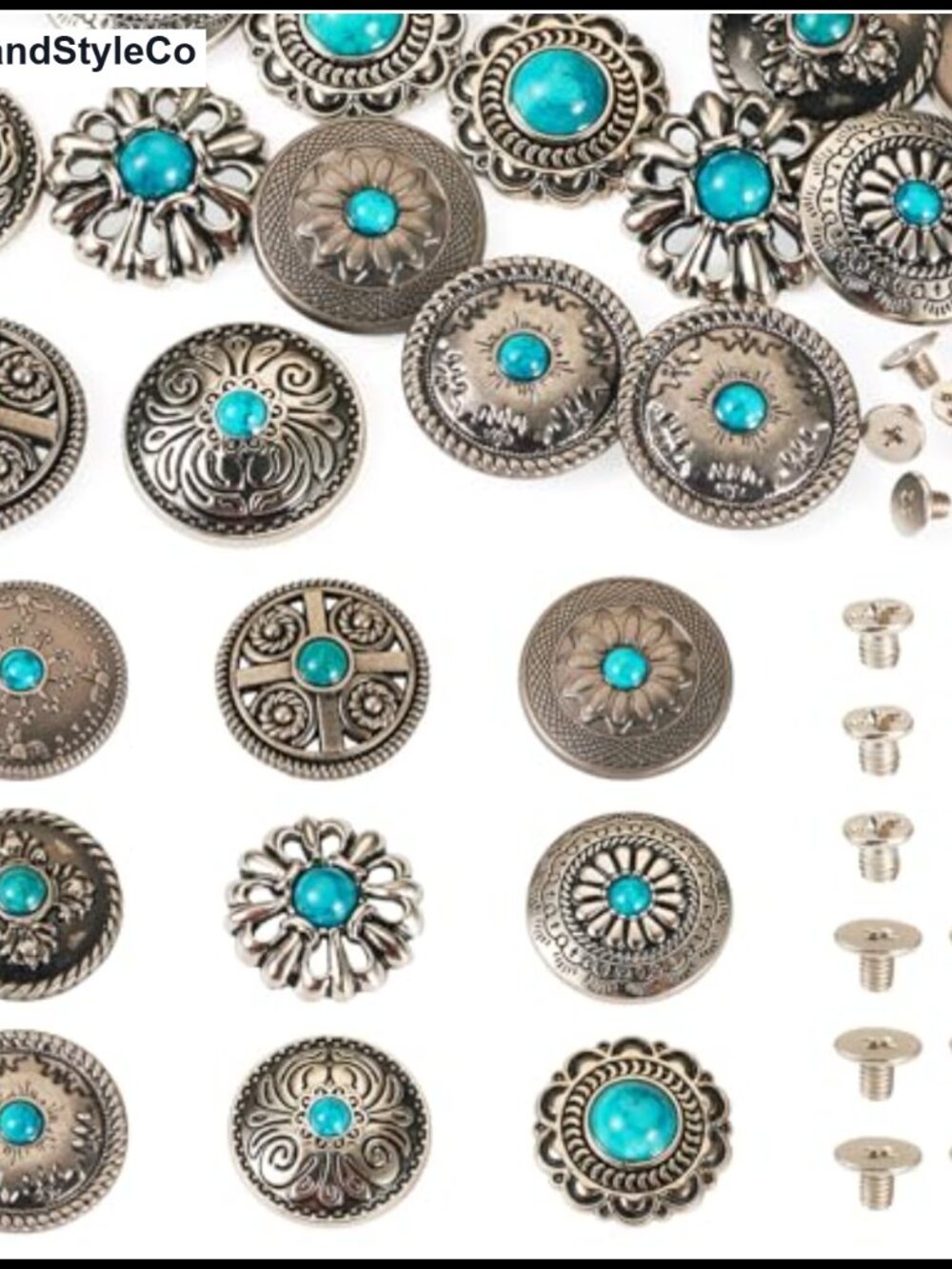 18 Sets Leather Decorative Conchos Turquoise Rivets for DIY Crafts